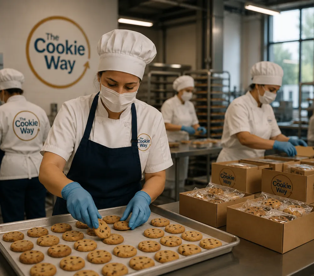 Equipo de producción The Cookie Way en el obrador